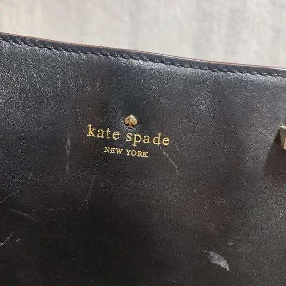 Kate Spade New York Black Leather Structured Satchel Handbag Missing Strap - Picture 6 of 16